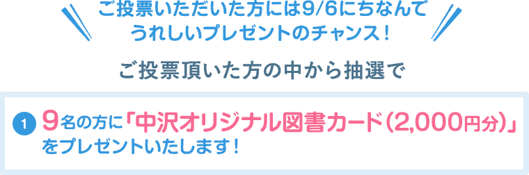 5名の方に「中沢製品詰め合わせ(3,000円相当)」をプレゼント!
