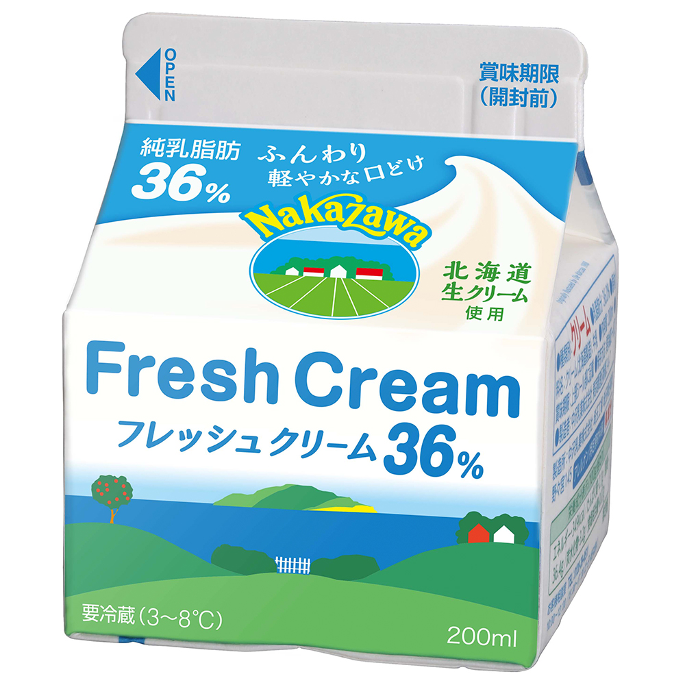 中沢フレッシュクリーム36 0ml 製品紹介 Nakazawa 中沢グループ 生クリームの美味しさをゆっくり しっかり