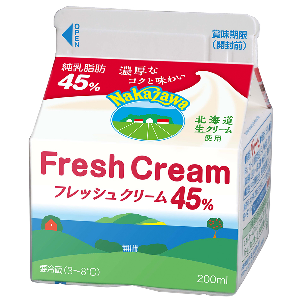 中沢フレッシュクリーム45 0ml 製品紹介 Nakazawa 中沢グループ 生クリームの美味しさをゆっくり しっかり